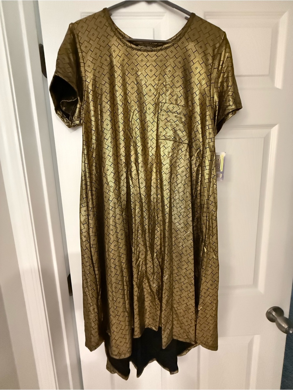 Lularoe Carly Metallic Gold Short-Sleeve Dress